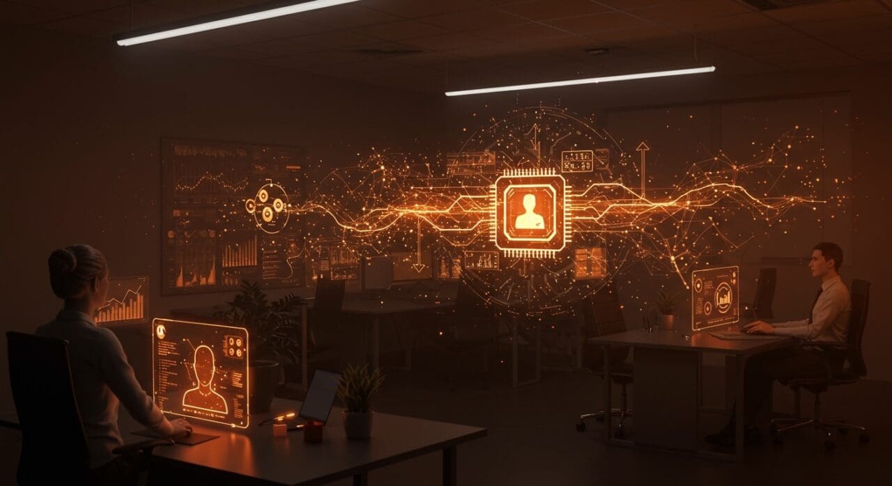 Automatización de entrevistas con inteligencia artificial de Listen Labs en un entorno tecnológico moderno, destacando innovación y financiamiento en startups.