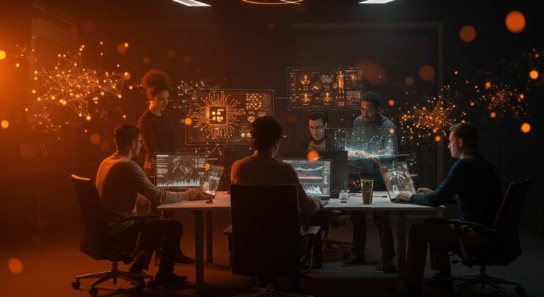 Lux Capital levanta fondo récord de 1.5 mil millones de dólares para inversión en startups de IA y deeptech en un ambiente tecnológico futurista.