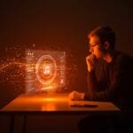 Fundador tech contemplando la nostalgia por el internet auténtico para crear productos digitales humanos y sostenibles.