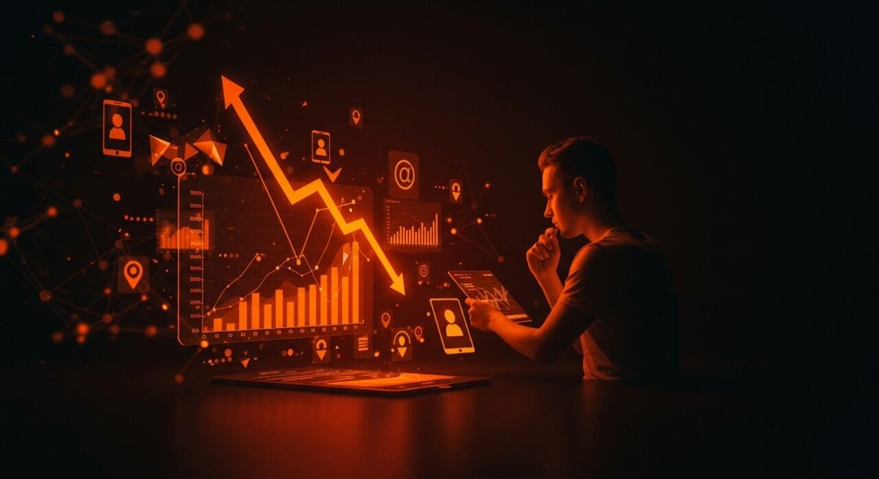 Análisis visual de la caída de descargas y retención en la app Sora de OpenAI, destacando lecciones de crecimiento para founders tech.