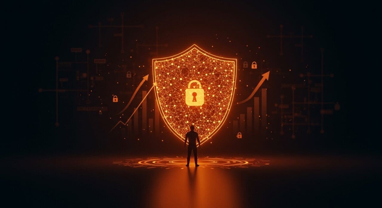 Plataforma de ciberseguridad con IA recibiendo inversión millonaria, simbolizando innovación y seguridad en startups.