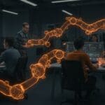 Equipo de ingenieros expertos en Postgres y Rust trabajando en un entorno tecnológico de startup innovadora.