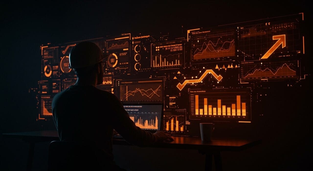 Ingeniero senior contemplando la gestión de proyectos fallidos y liderazgo técnico en startups tech con colores naranja y negro distintivos.