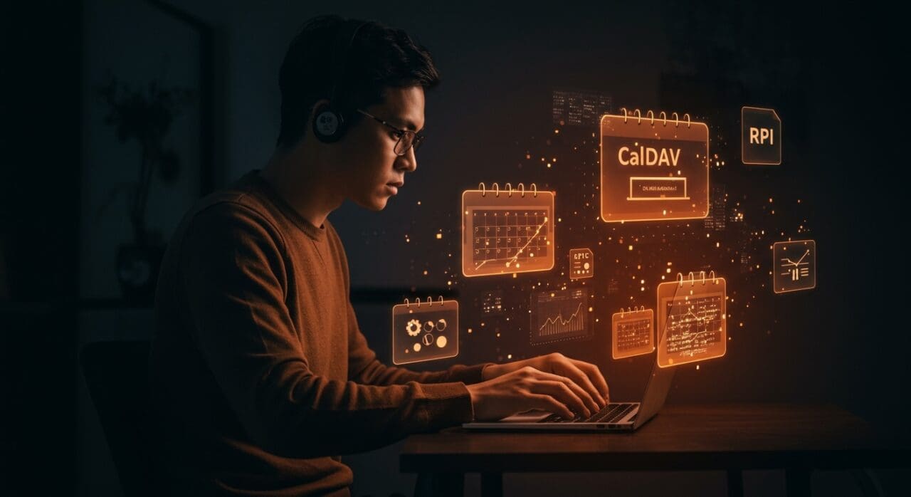 Desarrollador backend trabajando con WebDAV y CalDAV en Go, ilustrando retos técnicos y mejores prácticas para startups tecnológicas.