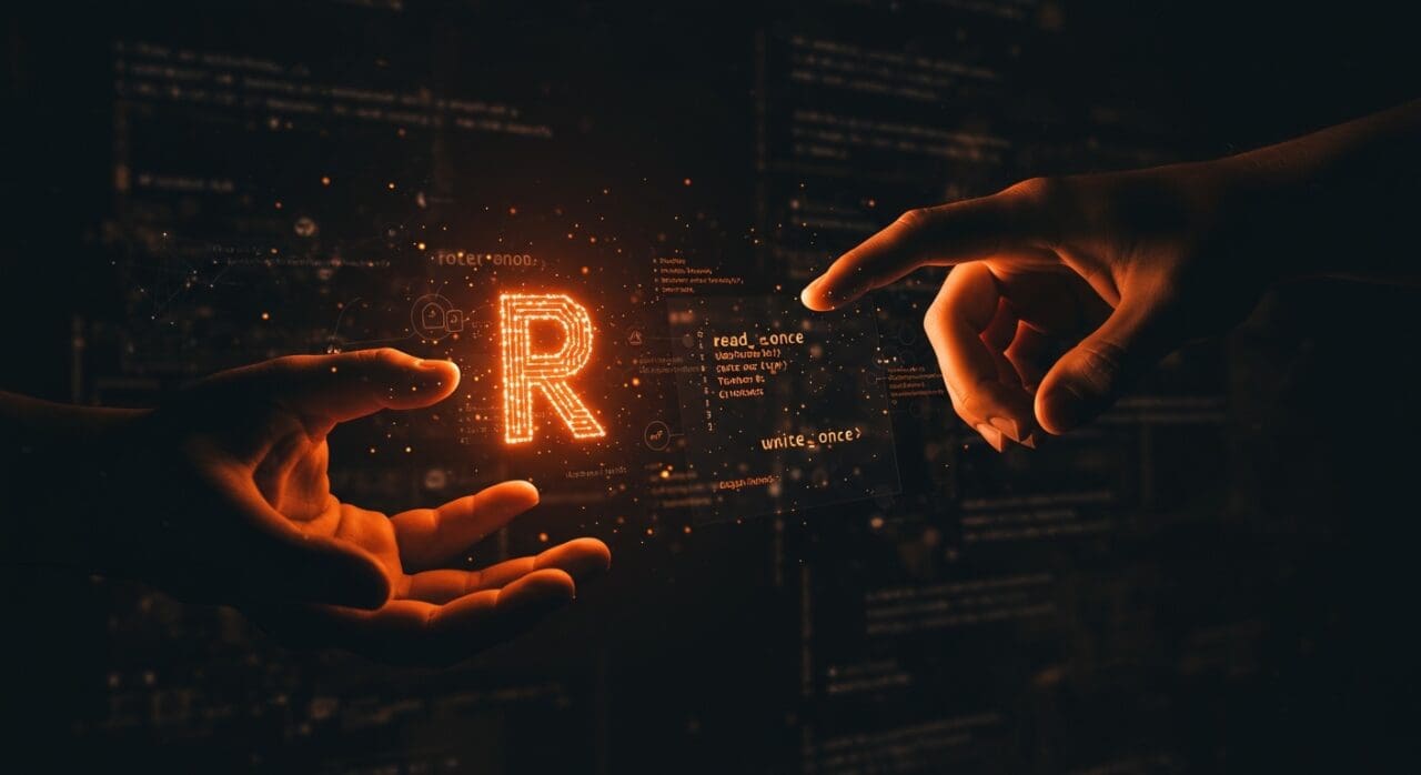 Comparativa visual conceptual entre Rust y macros READ_ONCE y WRITE_ONCE en programación concurrente del kernel Linux con enfoque en atomicidad.