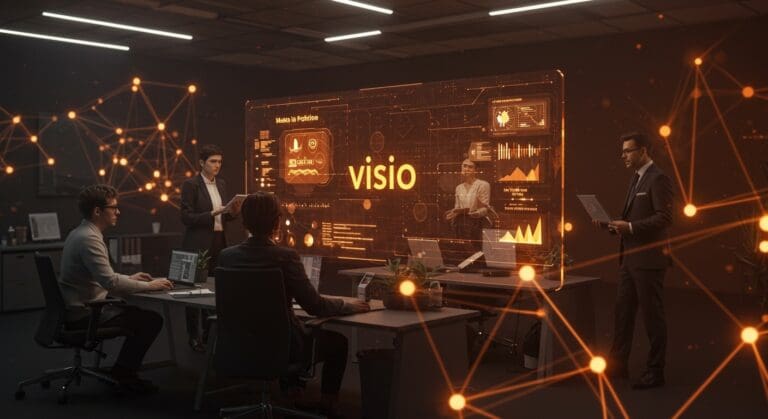 Plataforma digital Visio en uso por empleados públicos, simbolizando la soberanía digital y el software nacional francés.