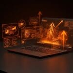 ThinkPad destacando innovación tecnológica y diseño industrial en hardware con ambiente moderno en paleta Ecosistema Startup.