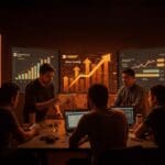 Founders latinoamericanos colaborando en pitch de Startup Battlefield 200 en TechCrunch Disrupt, simbolizando innovación y financiamiento en startups.