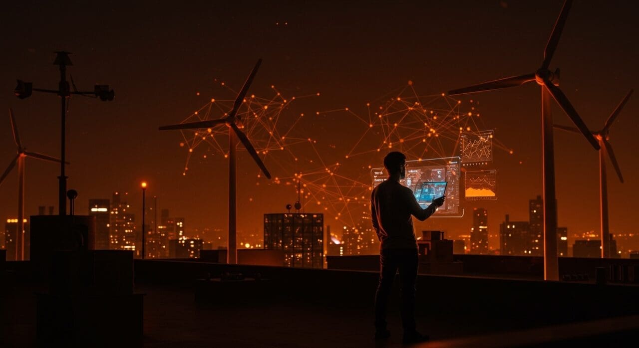 Startup coreana innovando en turbinas eólicas urbanas con inteligencia artificial para ciudades sostenibles y descentralizadas.