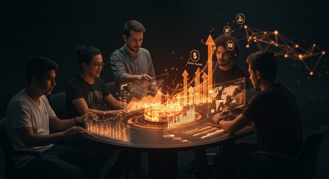 Ecosistema startup Colombia mostrando crecimiento y ranking global en fintech y proptech con emprendedores colaborando en entorno tecnológico.