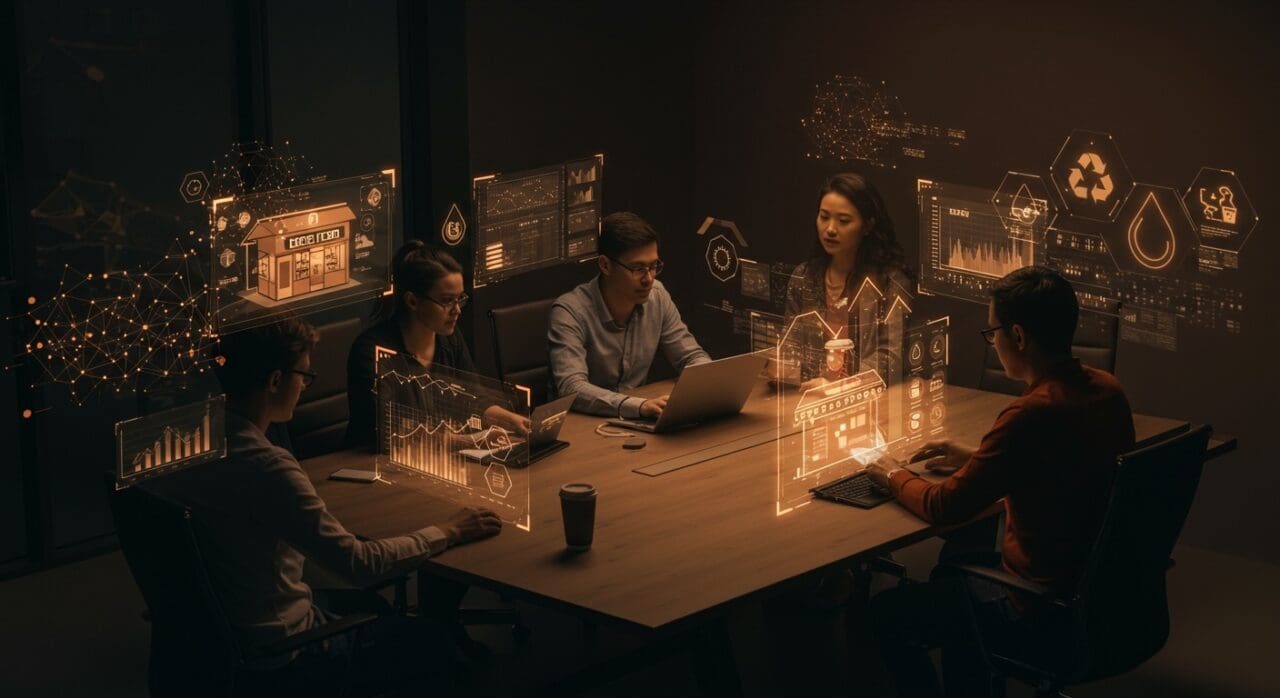 Cinco startups colaborando en innovación retail con inteligencia artificial y eficiencia hídrica para Parque Arauco en Sudamérica.