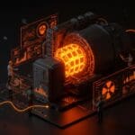 Startups nucleares con reactores modulares pequeños representando innovación y retos tecnológicos en energía limpia.