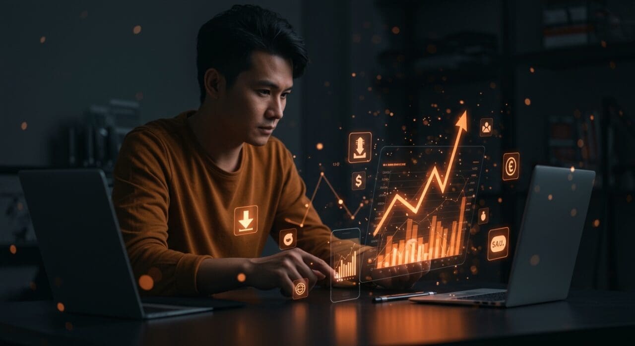 Tendencias en descargas y gasto en apps móviles 2025 con foco en monetización y crecimiento para founders tech.