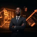 Profesional frente a facultad de derecho con simbolismo de acreditación y movilidad profesional en educación legal en Texas.