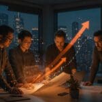 Grupo de ingenieros senior en NYC trabajando en startup tecnológica con crecimiento exponencial tras convocatoria de Trayd y Y Combinator.