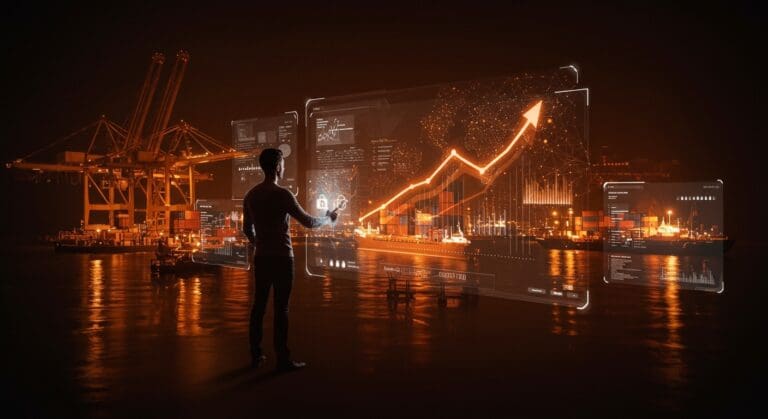 Founder recibiendo funding para startup SaaS de inteligencia artificial en logística marítima, liderada por Ventures.eu.