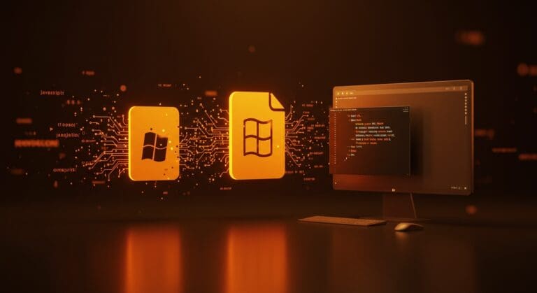 Representación visual de videojuego polyglot compacto ejecutándose en Windows, Linux y navegador, destacando innovación tecnológica y programación cross-platform.