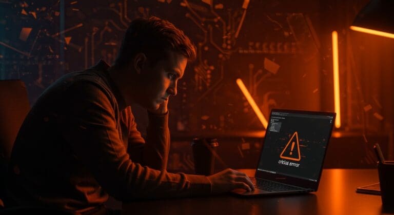 Founder preocupado frente a error crítico causado por la actualización Windows 11 KB5074109 en startup tecnológica.