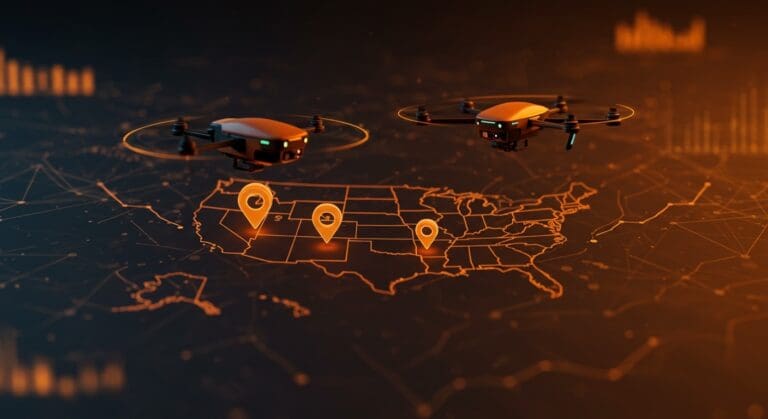 Drone de entrega de Zipline en vuelo mostrando expansión tecnológica y ronda de funding para startups de drones en EE.UU.