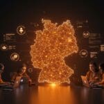 Contribuciones a open source en Alemania representadas como voluntariado digital con apoyo institucional y beneficios fiscales.