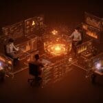 Desarrolladores colaborando en aplicaciones nativas con IA aplicada y automatización en el ecosistema tecnológico startup.