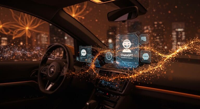 Integración de ChatGPT y Gemini en CarPlay de Apple destacando inteligencia artificial aplicada a movilidad y asistentes virtuales en tecnología automotriz.