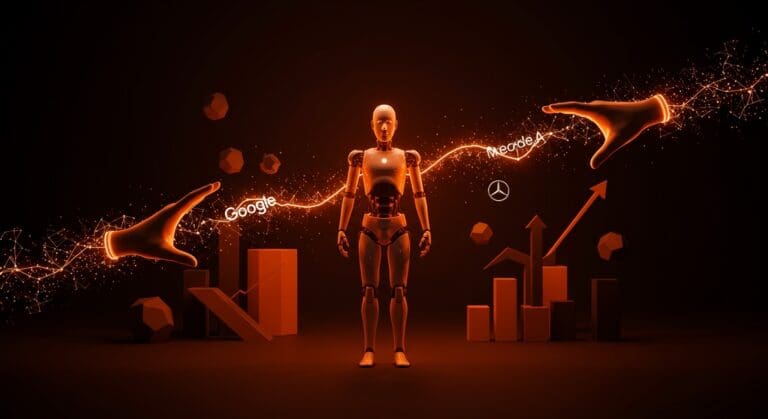 Robot humanoide recibiendo inversión de Google y Mercedes-Benz en ronda Series A, destacando crecimiento en robótica y startups tecnológicas.