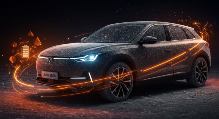 Changan Nevo A06 con batería de ion sodio destacando su rendimiento en frío y tecnología innovadora en vehículos eléctricos.