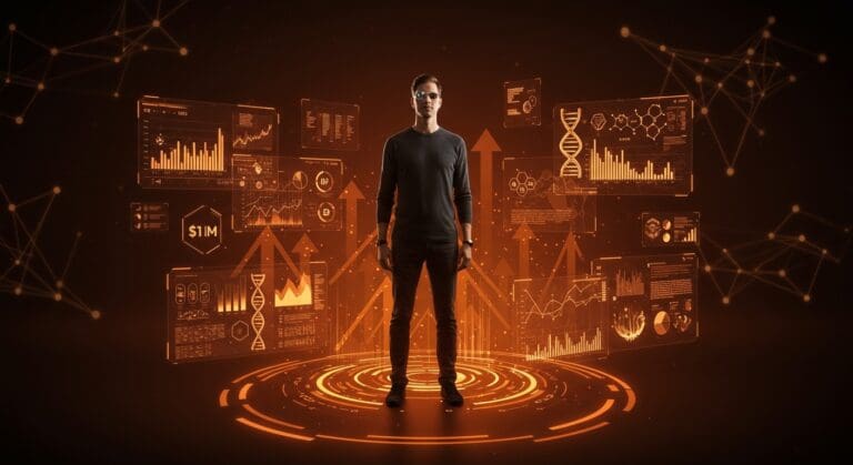 Bryan Johnson presentando su programa Immortals de longevidad con tecnología avanzada y biohacking en el sector healthtech.