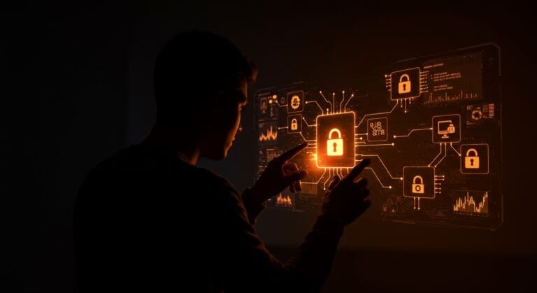 Ilustración conceptual de vulnerabilidades en facturación de Copilot Chat y seguridad en SaaS con IA para founders.