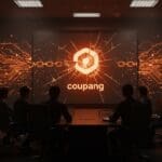 Inversores estadounidenses demandando a Corea del Sur por brecha de datos de Coupang, representación visual de riesgos legales y ciberseguridad en startups tech.