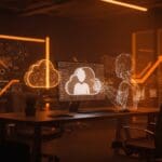 Empleado virtual de inteligencia artificial con escritorio en la nube para automatización y productividad en startups en 2026.