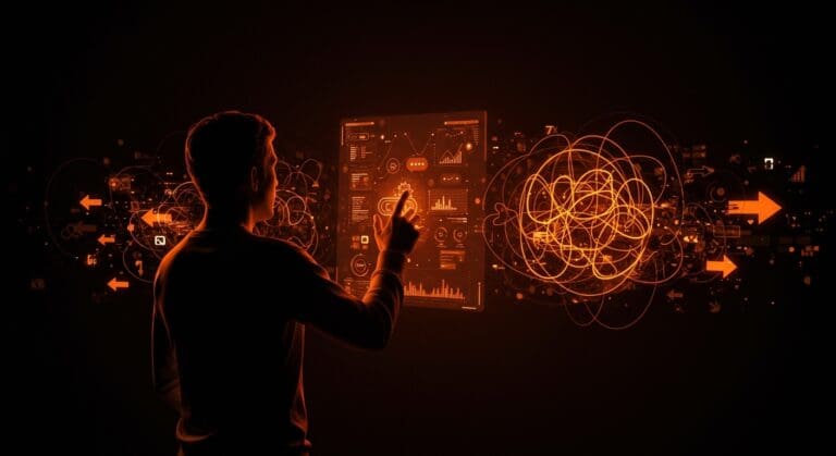 Fundador tecnológico enfrentando interfaces con dark patterns y patrones oscuros en UX ético para startups.