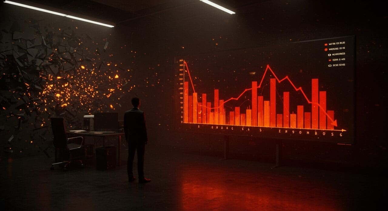 Despidos masivos en Estados Unidos en enero 2026 representados con grafismo abstracto de caída laboral y tecnología IA en la industria startup.