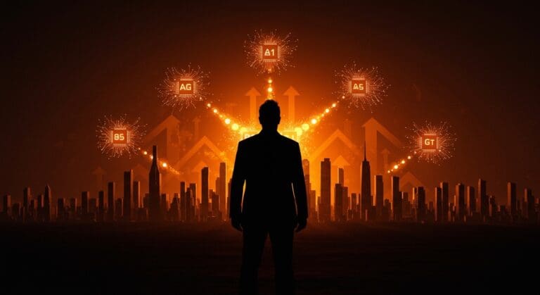 Elon Musk frente a un horizonte futurista que simboliza la fusión SpaceX-xAI y el nuevo poder tecnológico en Silicon Valley.