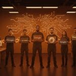 Empleados de Google protestando contra contratos con ICE, representando activismo interno y ética en tecnología startup.