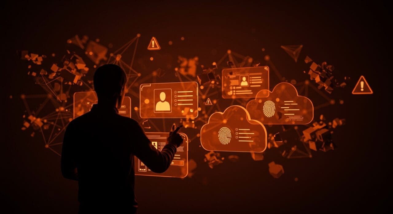 Imagen conceptual de fraude en reclutamiento afectando sistemas IAM en la nube con temas de seguridad cloud y detección de amenazas de identidad para startups de ciberseguridad.