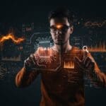 Fundador interactuando con modelo de IA GLM-5 de Z.ai para automatización y escalabilidad en startups tech.