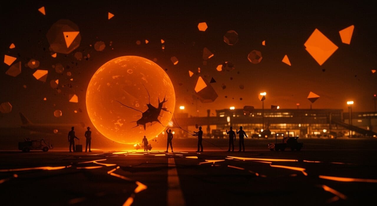 Cierre del aeropuerto por globo impacta operaciones y costos, ilustrando gestión de crisis en infraestructura crítica.