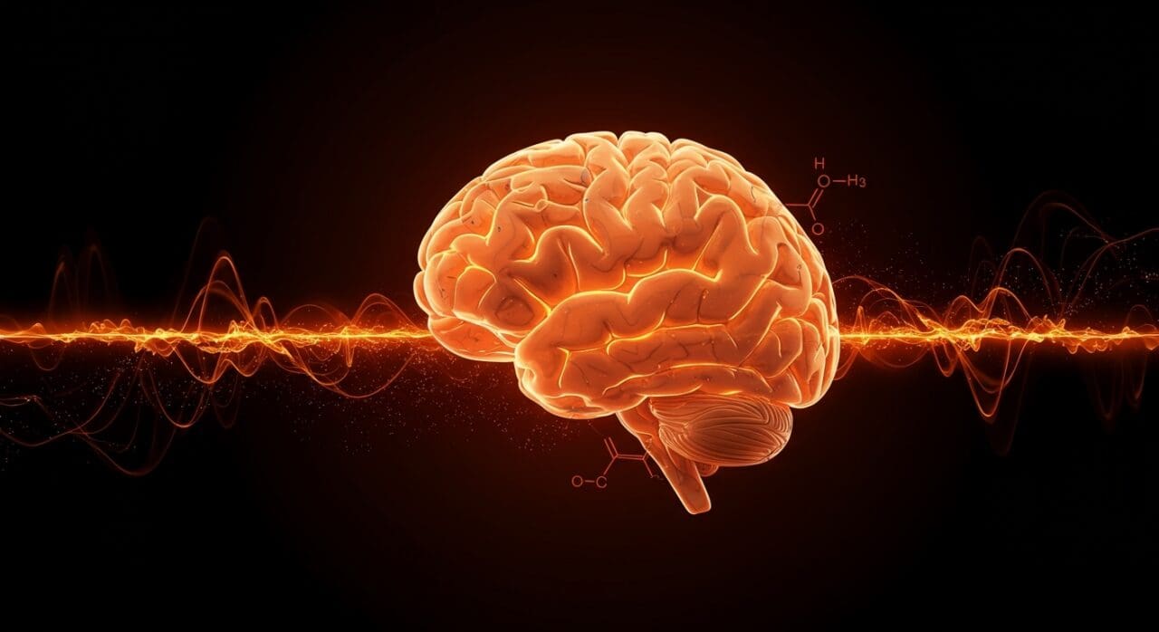 Representación visual del sistema de recompensa cerebral modulada por GLP-1 y Ozempic en el tratamiento de adicciones al alcohol y opioides.