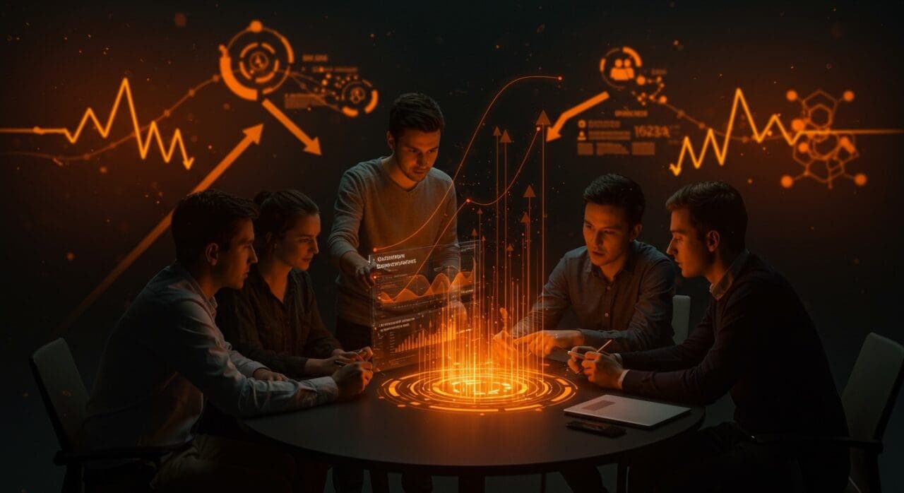 Gobernanza en startups Latinoamericanas ilustrada con emprendedores colaborando en un entorno digital avanzado, destacando la importancia de la gobernanza desde el inicio y la inversión.