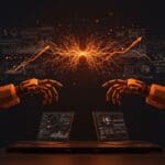 Competencia visual entre GPT-5.3-Codex y Claude Opus 4.6 en IA para código, destacando la automatización y la batalla en el mercado de software empresarial.