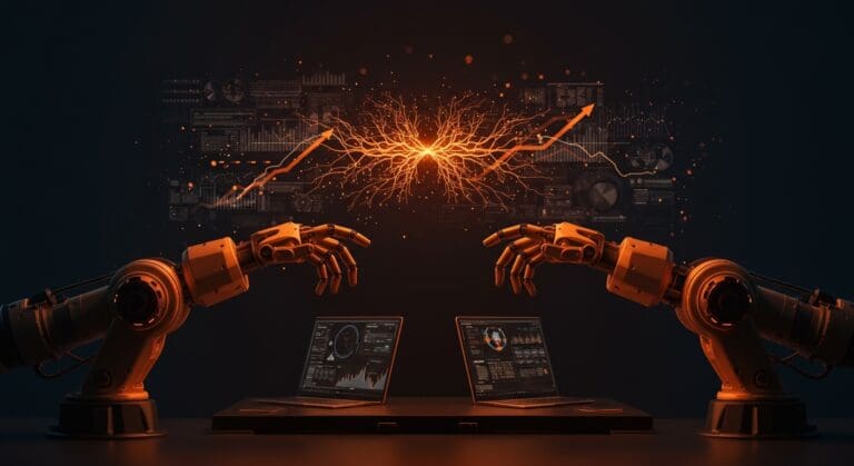 Competencia visual entre GPT-5.3-Codex y Claude Opus 4.6 en IA para código, destacando la automatización y la batalla en el mercado de software empresarial.