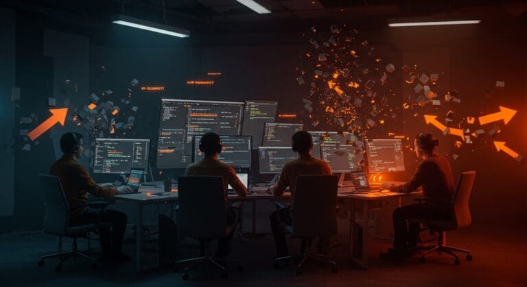 Equipo de startup tech enfrentando un incidente en GitHub con degradación del servicio y estrategias de contingencia.