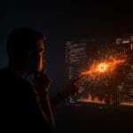 Fundador tech reflexionando sobre líneas de código y métricas de productividad en desarrollo de software con IA generativa en startups.