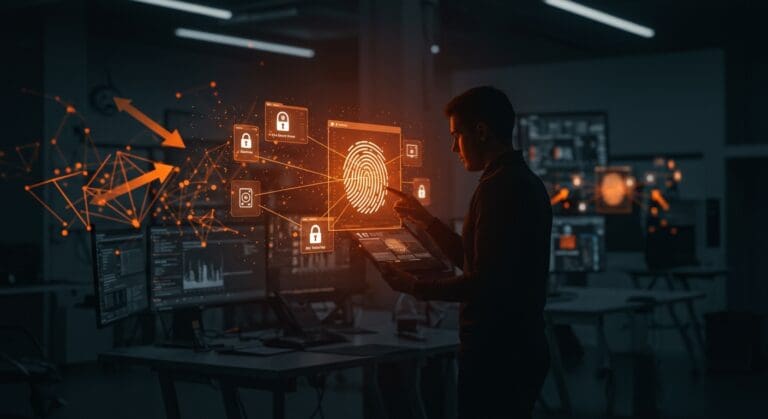 Imagen editorial de privacidad digital mostrando rastreo de extensiones Chrome por LinkedIn y sus implicaciones para founders tech.