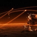 Imagen futurista de la misión lunar China 2030 con tecnología Mengzhou enfocada en innovación aeroespacial y competencia en exploración espacial.