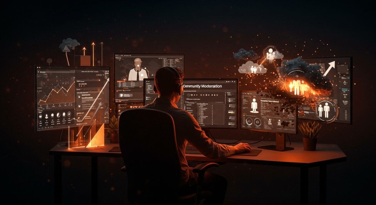 Moderación de contenido en redes sociales para startups, gestión de comunidad y escalabilidad tras crecimiento rápido.