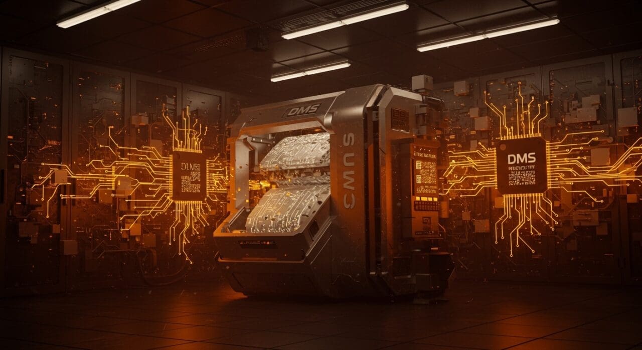 Visualización tecnológica de Nvidia aplicando Dynamic Memory Sparsification para optimizar memoria y reducir costos en modelos de lenguaje LLM como Llama 3 y Qwen 3.