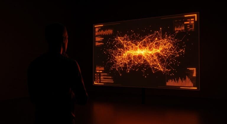 Fundador tech reflexionando ante interfaz digital con patrones de redes neuronales fragmentadas simbolizando la disolución del equipo Mission Alignment de IA segura de OpenAI.